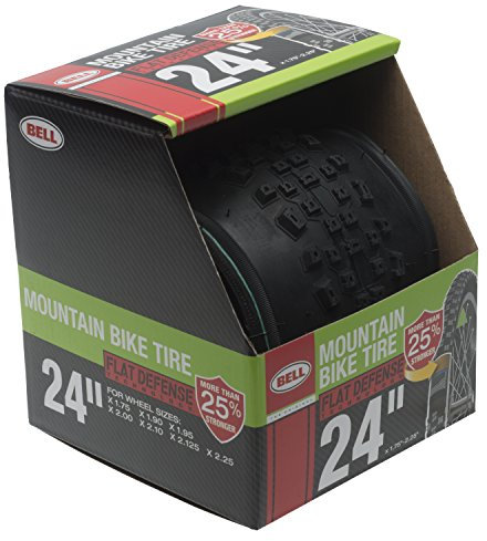 BELL 7091038 Flat Defense Mountain Bike Tire, 24 x 1.95, Black Mountainbike-Reifen, Schwarz, Replaces Sizes 1.75-2.125