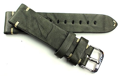 RIOS1931 Herren 20mm Leder Deutsch Uhrenarmband Vintage Pilot grau
