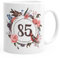 MoonWorks Geburtstags-Tasse 85 fünfundachzig Geschenk-Tasse Kaffee-Tasse Blumen Blüten Blumenkranz weiß Unisize