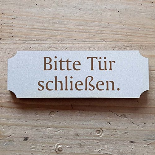 Schild « BITTE TÜR SCHLIESSEN » ab: 15 x 5 cm - Mit Motiv - Dekoschild Holzschild Türschild - Büro Privat