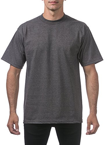 Pro Club Men's 3-Pack Heavyweight Cotton Short Sleeve Crew Neck T-Shirt, Charcoal, XXXL Tall