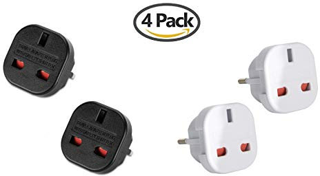 Travel Adaptor UK to EU Europe European Q4U Convert Power UK plug 3 pin to European Plug 2 Pin Pack of 4