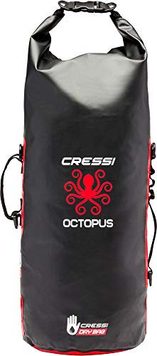 Cressi Unisex-Adult Octopus Dry Backpack wasserdichte Mehrzwecktasche/Rucksack, Schwarz/Rot, 30 L