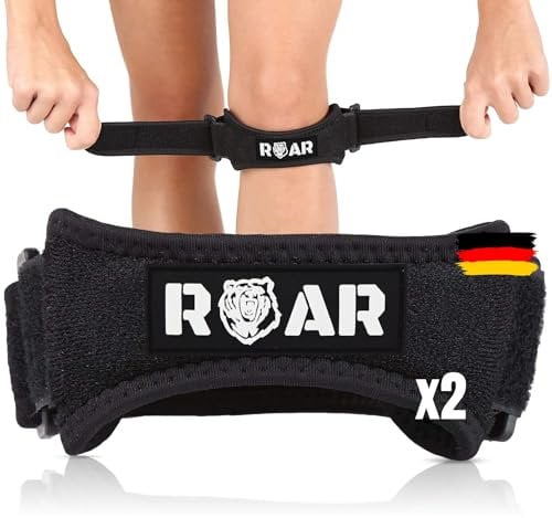 Roar® Pack 2x Rodillera Cinta Rotuliana, Rodillera Menisco, Cincha Rotuliana, Rodilleras Menisco y Ligamento, Rodillera Neopreno, Rodillera para Menisco, Rodilleras Condromalacia Rotuliana