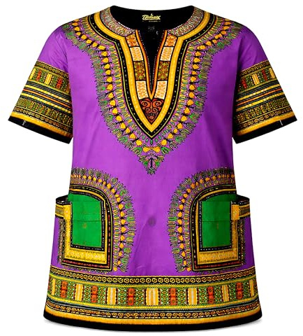 Adalex Global Traditional African Unisex Dashiki Shirt Color Tribal Festival Hippie, Ideal for Men Women African Short Sleeve Summer Wear