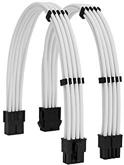 Formulamod Sleeve Extension Power Supply Cable Kit 18AWG EPS 8-P+PCI-8-P with Cable Combs for PSU to Motherboard/GPU (White)