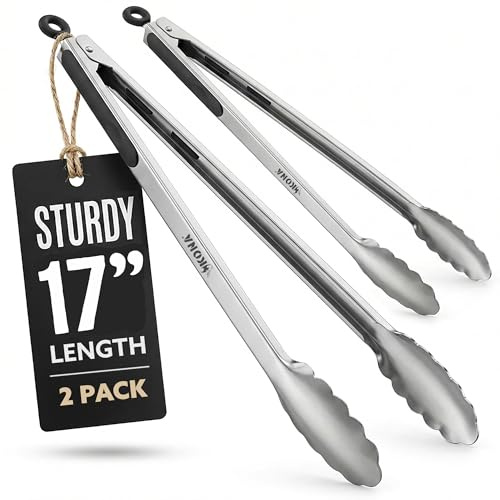 Kona 17-in Stainless Steel Locking Grill Tongs, Heavy-Duty, Set of 2