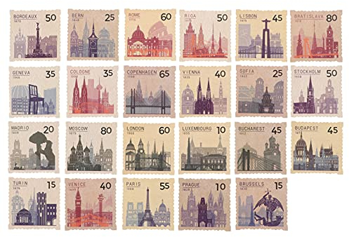 Milisten 230 Stück Taschenstempel-Aufkleber - Blumen, Dekorative und Landstempel für Journaling, Bastelarbeiten, Papiertickets, Handkonto, Reisen