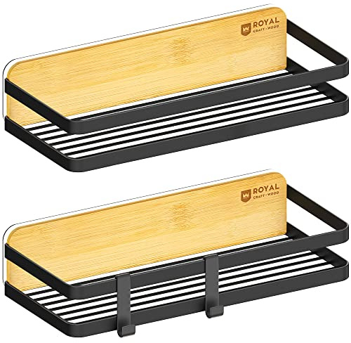 ROYAL CRAFT WOOD Badewannenablage für Badewanne – Bambus verstellbare Organizer-Tablett für Badezimmer, Schwarz