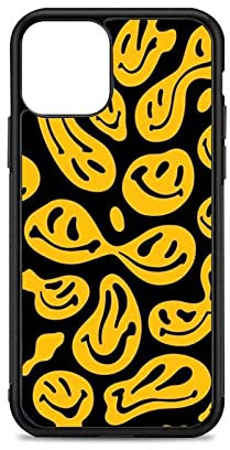 Multi-color funny melting trippy smiley face Phone Case for iPhone 12 Mini 11 pro 13 Max X XR 6 7 8 Plus SE20 Soft TPU Silicon Clear Pattern Cover,Yellow smiley,for iphone 11