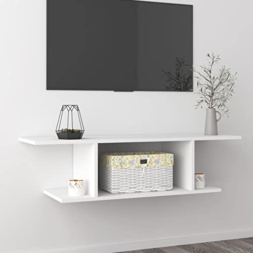 Tidyard Mensola Armadietto TV da Parete Moderno Truciolato con 2 Ripiani 103x30x26,5 cm,Mobile TV da Parete Moderno,Mobile TV da Muro,Mobile TV Pnesile,Mobile TV Sospeso,Mensola TV da Parete
