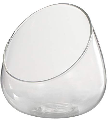 Angoily Clear Glass Vase Slant Cut Bubble Bowl, Terrarium Bowl Globe Planter Candy Dish Fruit Jar, Succulent Round Flowe for Home Office Decorations, Transparent Color, 12X12CM