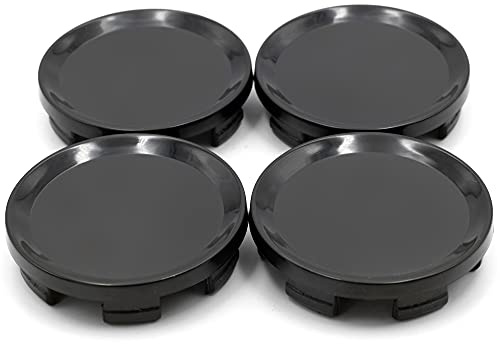 RhinoTuning 4 Stück Radnabenkappen Schwarz OD 64mm ID 60mm, Snap‑on‑Fit