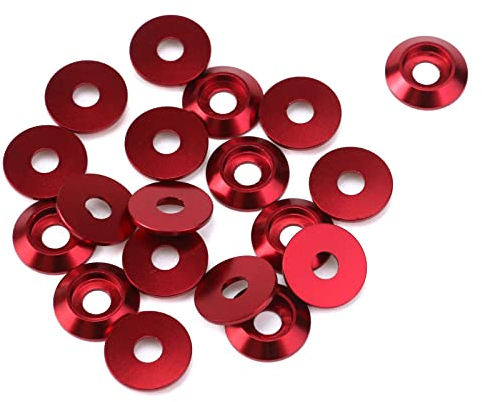 Pastlla 20 Stück M4 13 mm x 3 mm Aluminium rot eloxiert Senkkopfschrauben Unterlegscheiben Kegelkopf Schraube Dichtung konisch Senkkopf Kotflügel Unterlegscheiben