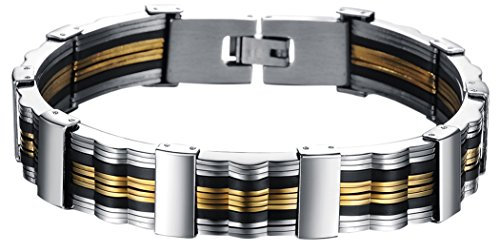 OIDEA Bracciale Braccialetto Uomo Donna Braccialetto con Maglie Catena in Acciaio Inox Nero Argento Oro