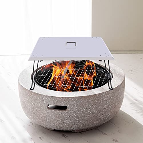 Braciere da giardino in acciaio inox, copertura rettangolare per braciere, braciere, coperchio pieghevole con protezione dalle scintille (acciaio inox, 61 cm x 61 cm x 33 cm)