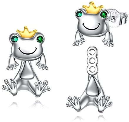 POPLYKE Frosch Ohrstecker für Frauen 925 Sterling Silber Frosch Ohrringe für Mädchen Frosch Schmuck Hypoallergene Geburtstagsgeschenke