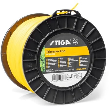 STIGA Filo A Sezione Quadrata, 345 m, Ø 2,4 mm – Per Tagliabordi e Decespugliatori, Sezione Quadrata per Taglio Accurato