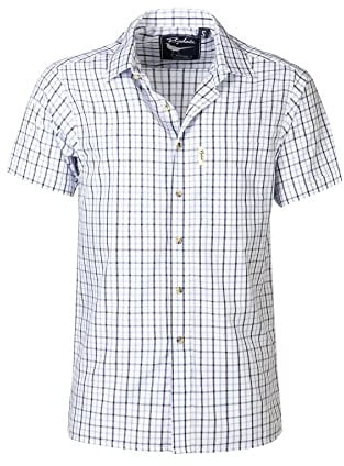 Rydale Mens Short Sleeved Check Shirts Country Check Shirt for Men Cotton Blend Summer Casual Shirt (UK, Alpha, L, Regular, Regular, Richmond Fine Blue/Navy)