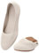 Puxowe Damen Ballerina Runde Zehe Stricken Flache Schuhe Komfort Weich Slip On Ballerina Walking Flats Schuhe für Frauen Niedriger Keil Lässig 37.5 EU Nude