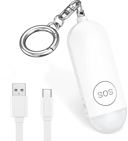 Brifit Persönlicher Alarm, 130dB Taschenalarm mit Stroboskop LED Blitzlicht-Signal, Panikalarm USB Aufladbar, Selbstverteidigung Schlüsselanhänger Schrillalarm für Frauen/Kinder/Senioren