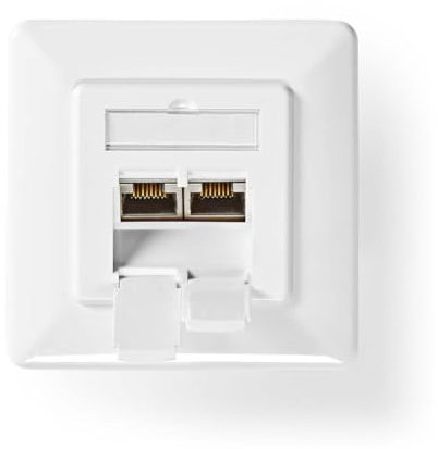 Nedis Netzwerk-Wanddose - Unterputz - 2-Port Port(s) - CAT7 - Gerade - Buchse - Vergoldet - PVC - Elfenbein - Box