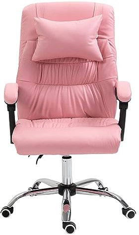 Panana Office Chair Desk Executive Swivel Recliner Chair Adjust Seat Height Padded Arms Gaming Chair (Pink, without Footrest)