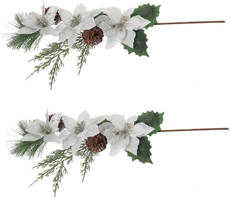 PRETYZOOM 2st Simulation Von Weihnachtssternzweigen Gefälschter Poinsettia Kunstblumen Weihnachtssterne, Künstliche Weihnachtsblumen Weihnachtsschmuck Plastik Künstliche Weihnachten