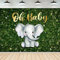 Newsely Elefant Oh Baby-Hintergrund, 7 x 5 cm, für Fotografie, Babyparty, lustig, Cartoon, Tier, grünes Gras, Blätter, Wildtier-Hintergrund für Jungen, Mädchen, Neugeborene, Party-Dekorationen,