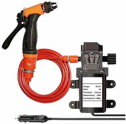 DIUKES Pompe de Lavage de Voiture à Main 12V, Nettoyeur Haute Pression, Soins de Voiture, Machine à Laver Portable, Appareil Automobile, Jet d'eau de Jardin