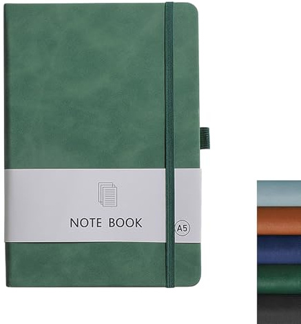 DOETYD Journal Notizbuch A5 Blanko 192 Seiten 14.5 x 21cm Notizbuch Blanko Arbeitstagebuch mit Hardback Cover für Frauen und Männer Büro Home School (Dunkelgrün)