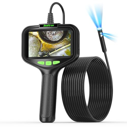 Zealtron Dual Kameras Endoskopkamera mit Licht,8mm Dual Lens Endoskop,4.3 IPS Bildschirm Inspektionskamera,1080P Rohrkamera mit 8 Einstellbaren LEDs wasserdichte Rohrkamera mit 5M Halbstarres Kabel