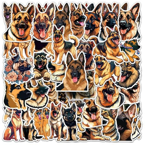 German shepherd Aufkleber Deutscher Schäferhund Stickers 50 Stück Skateboard Graffiti Aufkleber Motorräder Fahrrad Snowboard Gepäck Laptop Auto Koffer für Kinder und Jugendliche Wasserdichte Vinyl