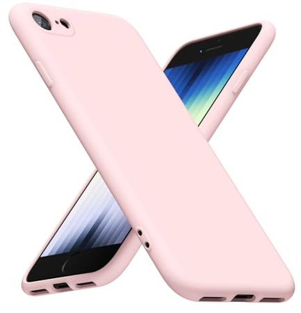 LoeoeL for iPhone SE Case Silicone 2nd 3rd Genration iPhone 7/8, Minimalist Ultra Thin Slim Soft Rubber Gel Solid Color Matte TPU Cute Case for Women Men, Girly Design & Camera Cover, Light Pink