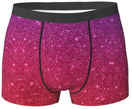 WURTON Herren-Unterwäsche mit Farbverlauf, Pailletten, glitzernder Druck, Baumwolle, Boxershorts, bequem, atmungsaktiv, ohne Etikett, breiter Bund, Schwarz, Large