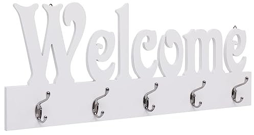 Générique Porte-Manteau Mural Welcome Blanc 74x29,5 cm,Maison & Jardin,Décorations,Porte-Manteaux & Porte-Chapeaux,Blanc,4.74 LB,284247