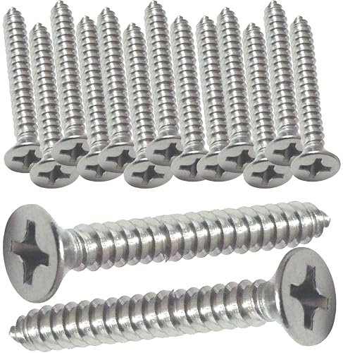 Tornillos autorroscantes de 5,5 mm x 70 mm, tornillos multiusos, acero inoxidable 316 de grado marino, tornillos Phillips de cabeza plana para madera, paneles de yeso y muebles (paquete de 20)