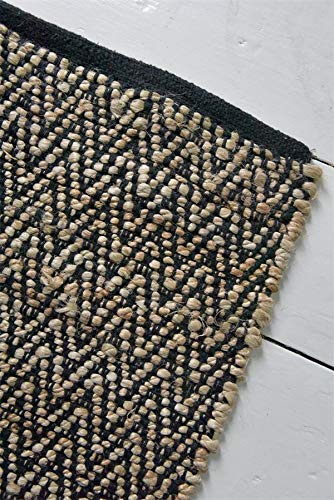 Jeanne d´Arc living Vintage Teppich Läufer, Handgearbeitet, Chenille, Leder, Jute, Flauschig, Weich, Shabby, Landhaus, Antik Muster, für Wohnzimmer, Schlafzimmer (750740 Jute Schwarz 60x90cm)