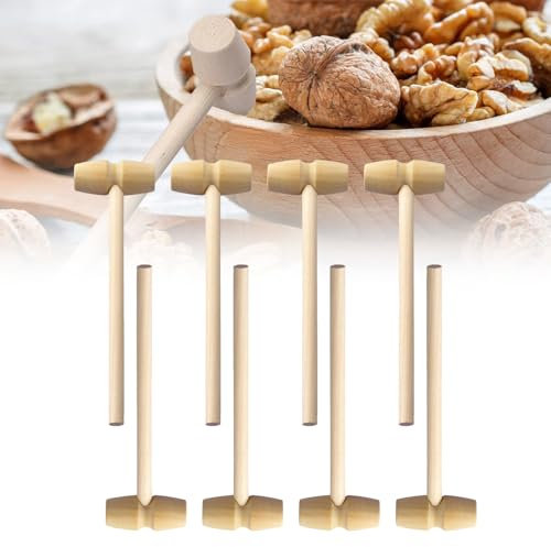 Mini Mazo de Madera,8pcs Mini Martillo Madera,Martillo de Madera para Chocolate,Martillo de Bebé,Mazo de Cangrejo de Madera Natural,Mazos de Cangrejo Madera,para Golpear Chocolate,Nueces