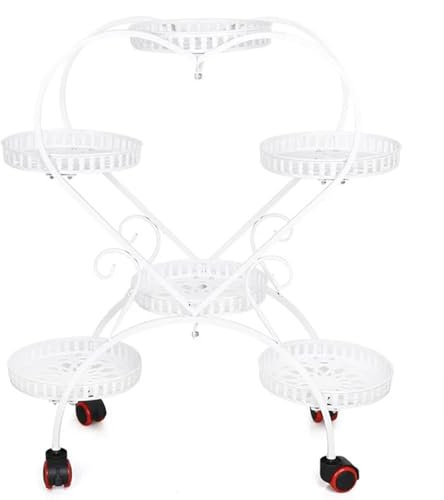 Blumenständer 4 Etagen Metall Pflanzenständer Garten Terrasse Herzförmige Blumentöpfe Regal Regalhalter Außen- oder Innendekoration Weiß