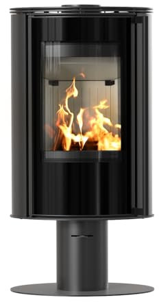 KRATKI Kaminofen ERIK 5,5 kW – freistehender Holzofen aus Stahl mit Sockel, Ø150 mm Rauchabgang, Türfeder, HKI-zertifiziert, ECODESIGN, BImSchV 2, effiziente Wärme, umweltfreundlich, modernes Design