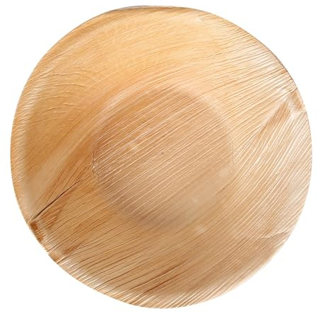 FRANZ MENSCH 100 Stück Fingerfood-Schalen, rund | Palmblatt, V: 150ml, Ø: 12,5cm, H: 3,5cm, natur, Karton, Palmblatt Schale, Einweg Schüssel rund