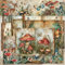 Scrapbook Papier Wald Muster Scrapbook Bastelpapier, Vintage Scrapbooking Papier Motivpapier mit Waldtiere Schmetterling Pilz Muster, 40 Blatt A5 Decoupage Papier Einseitiges Dekorpapier, 14.5 x 21cm