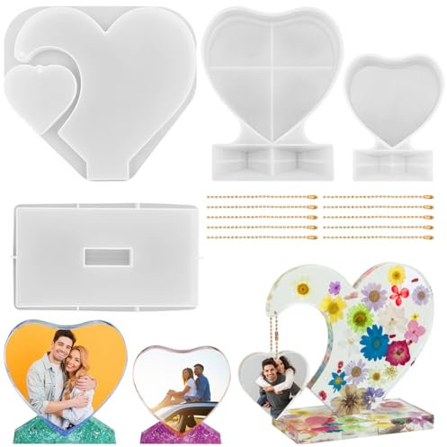 AIFUDA - Set di 3 stampi in resina a forma di cuore in resina, grandi stampi in resina epossidica per cornici 3D per resina colata artistica, artigianato, decorazione della casa, regali fai da te, San
