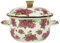Cocotte Marmite à soupe en émail imprimé Vintage, ustensiles de cuisine, marmite en émail, marmite domestique épaisse de grande capacité(Rose red,20CM)