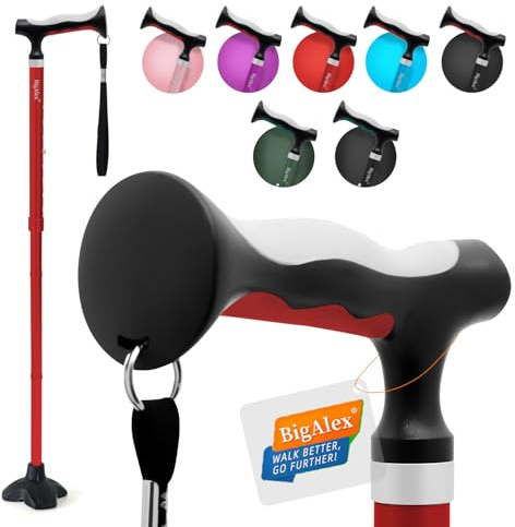 BigAlex Gehstock Klappbar für Damen und Herren, Faltbare, Höhenverstellbare Gehstöcke für Senioren & Erwachsene Stabil, Stöcke mit Rutschfester Quad-Basis, Eleganter Stock für Aufstehhilfe, Gehhilfe