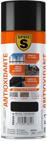 SPSIL Pintura Imprimación Antióxido en Spray Negro 400ml - Mejora la Adherencia de la pintura - Aplicación Directa al Óxido - Previene la Corrosión - Secado Rápido