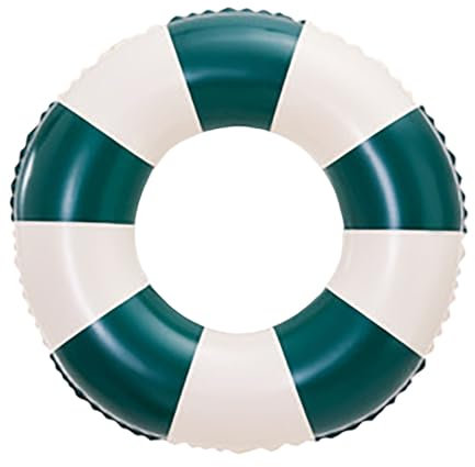 Small Pools above Ground Pool Ring Green Stripes Classic Striped Pool Inner Tubes Inflatable Floats Floaties Water Toys For Kids Pools Inflatable Large with Slide (Green, G)