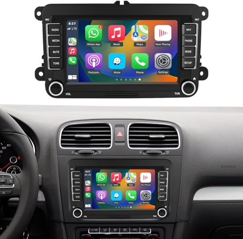 Road Top 7 inch Linux Carplay Screen for Volkswagen, SEAT, Skoda | Car Radio Receiver with Wireless CarPlay, Android Auto, Mirrorlink, for Siri Voice Control, Navigation Multimedia Stereo