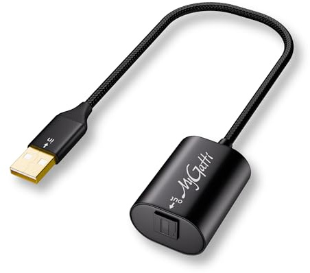 Mygatti Adaptateur câble Audio Optique USB A vers TOSLINK 0,2 m, unidirectionnel convertisseur numérique S/PDIF 20 cm pour ordinateurs portables et PC,Non compatible avec TV, Xbox